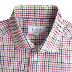 Eton Slim Colourful Check Dress Shirt Size 39 / 15.5